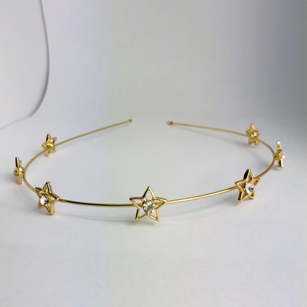 ❤️HP❤️New! Rhinestones Open Gold Stars Headband - Picture 4 of 6